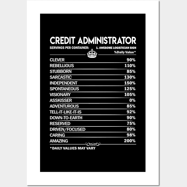 Credit Administrator T Shirt - Credit Administrator Factors Daily Gift Item Tee Wall Art by Jolly358